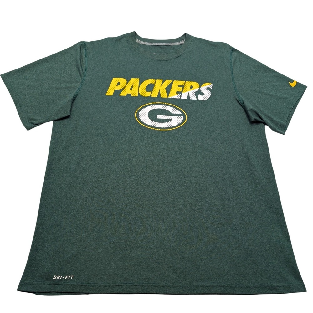 Nike Green Bay Packers T-Shirt Mens Large Green‎ NFL Training Dri-FIT Graphic
